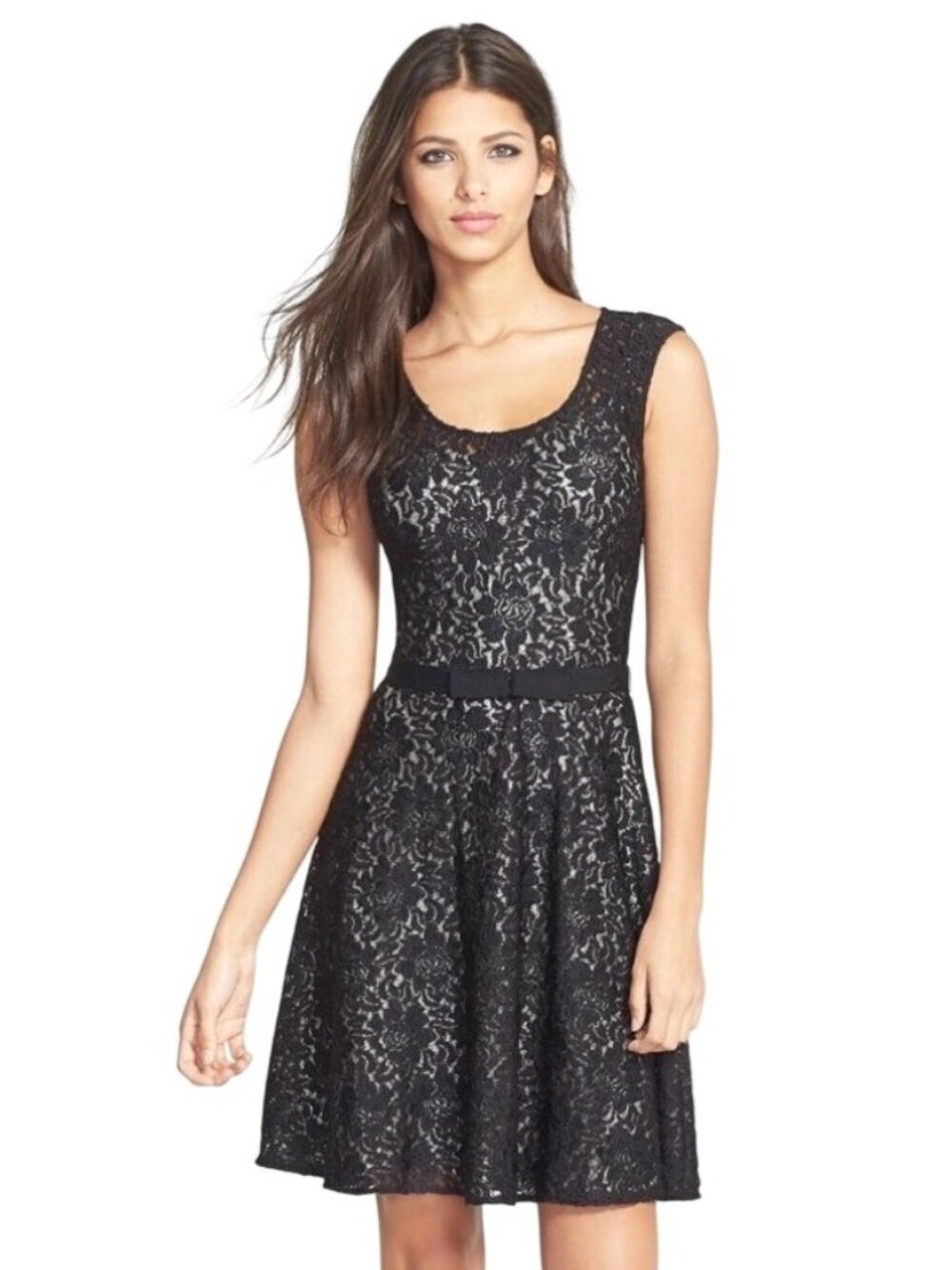 NWT Tracy Reese Audrey Fit & Flare Lace Dress Black Sleeveless Scoop Neck Lined